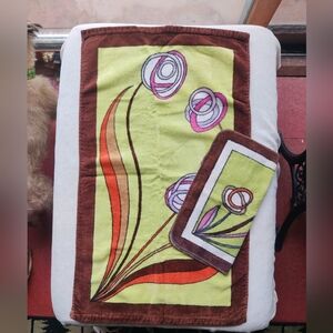 Vintage EMILIO PUCCI Print Cotton Velour Hand Towel and Washcloth Set 1960s